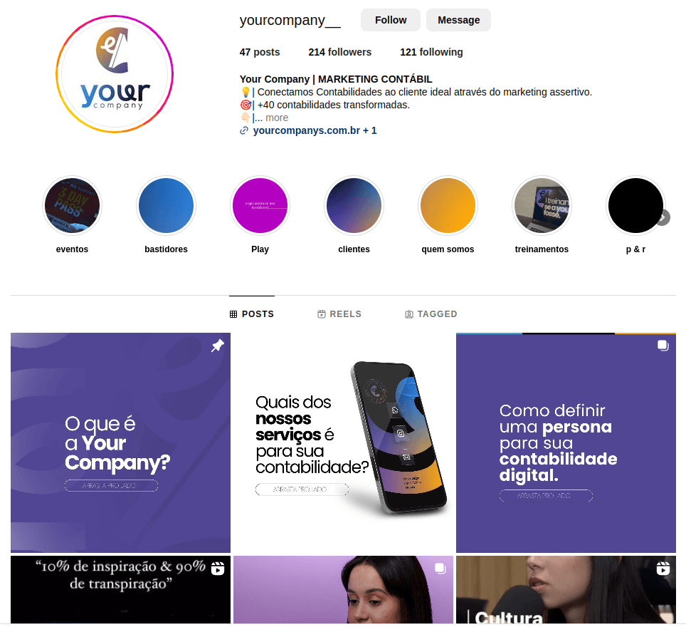 Imagem do feed do instagram da your company
